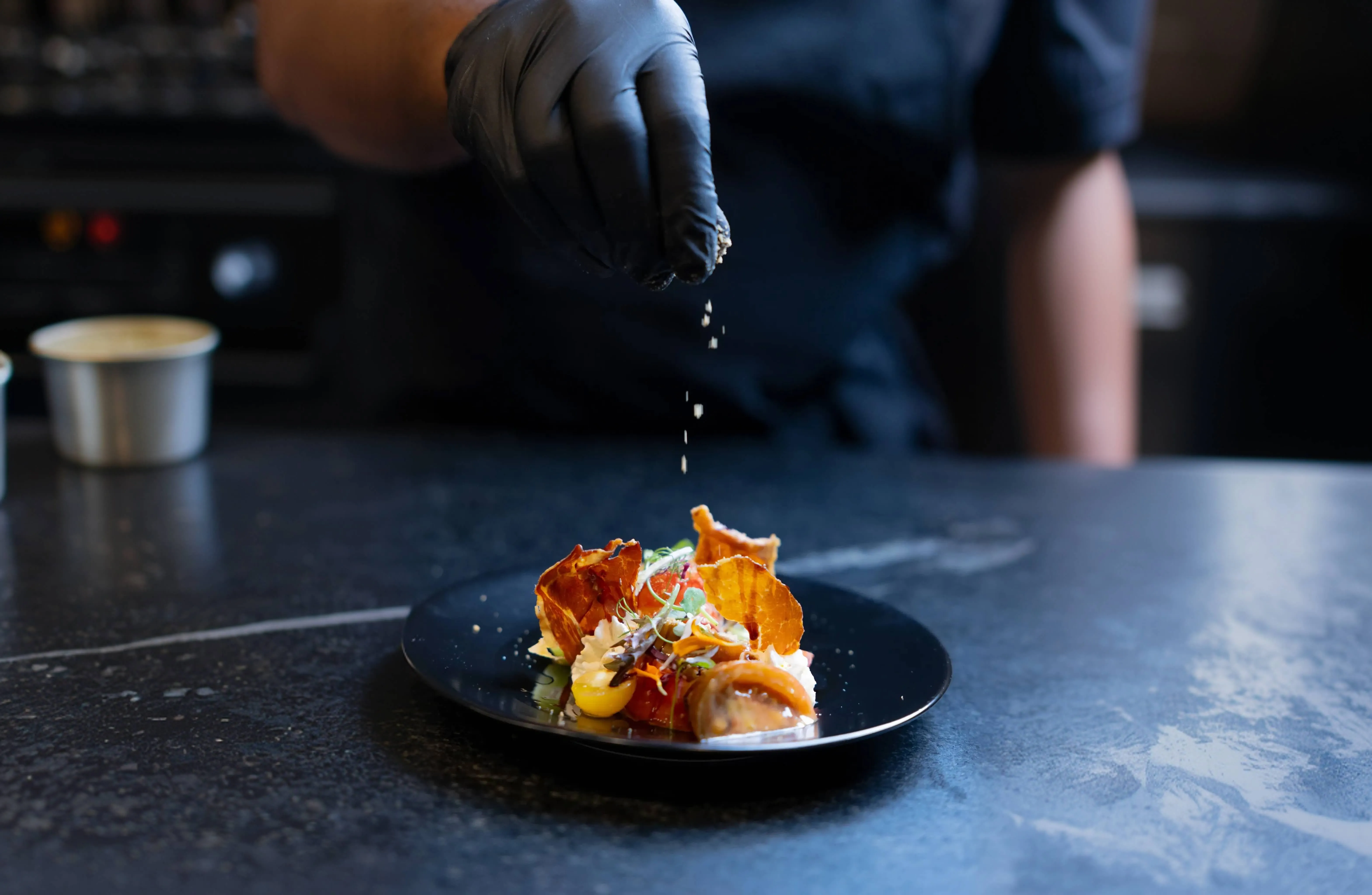 Chef-crafted appetizers on a wooden platter