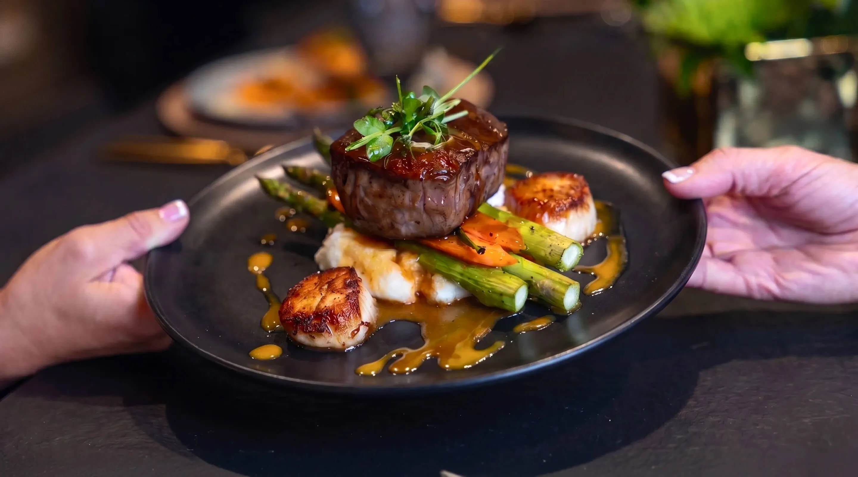 Chef-crafted appetizers on a wooden platter